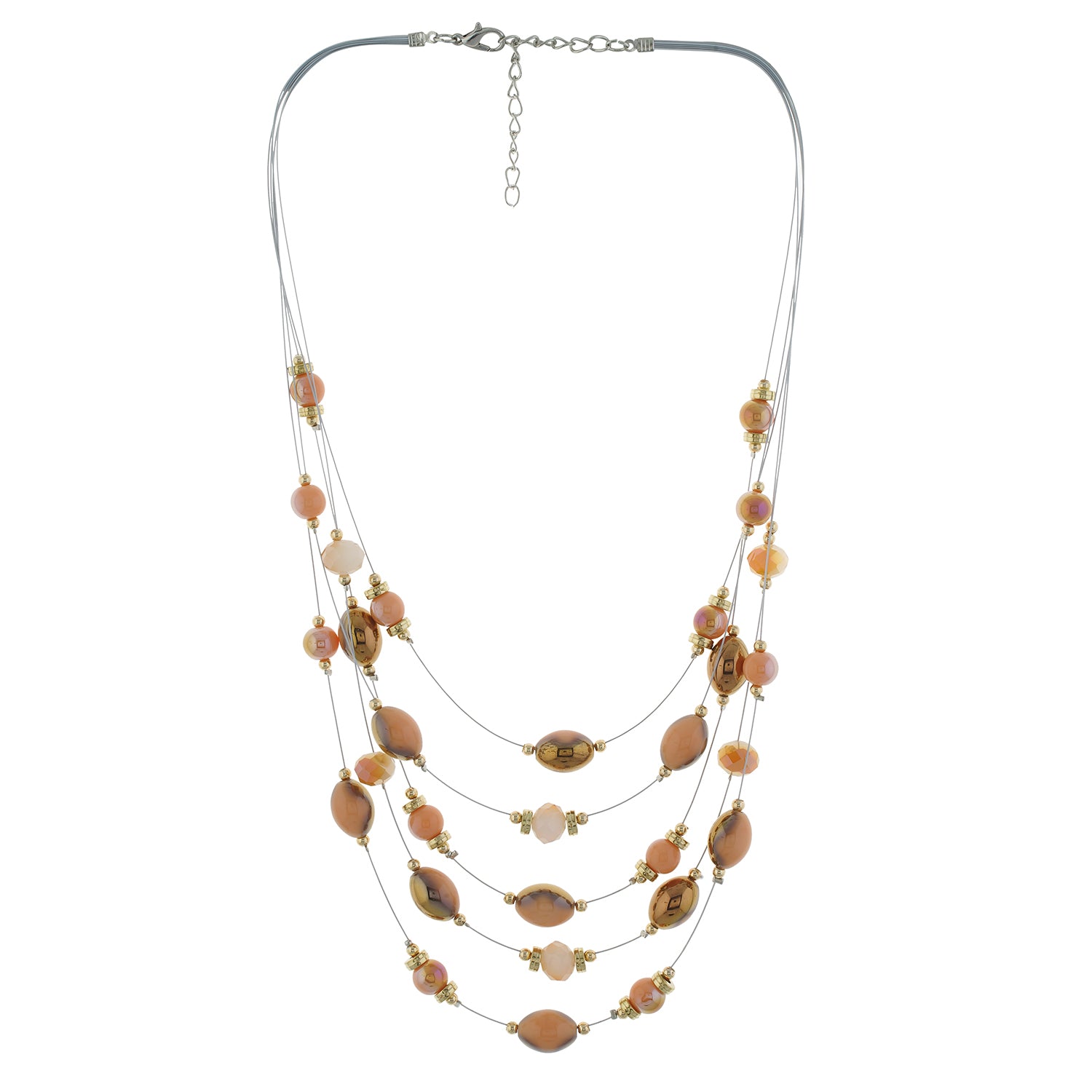 Brown colour Multi Strand design Necklace Set for girls and women