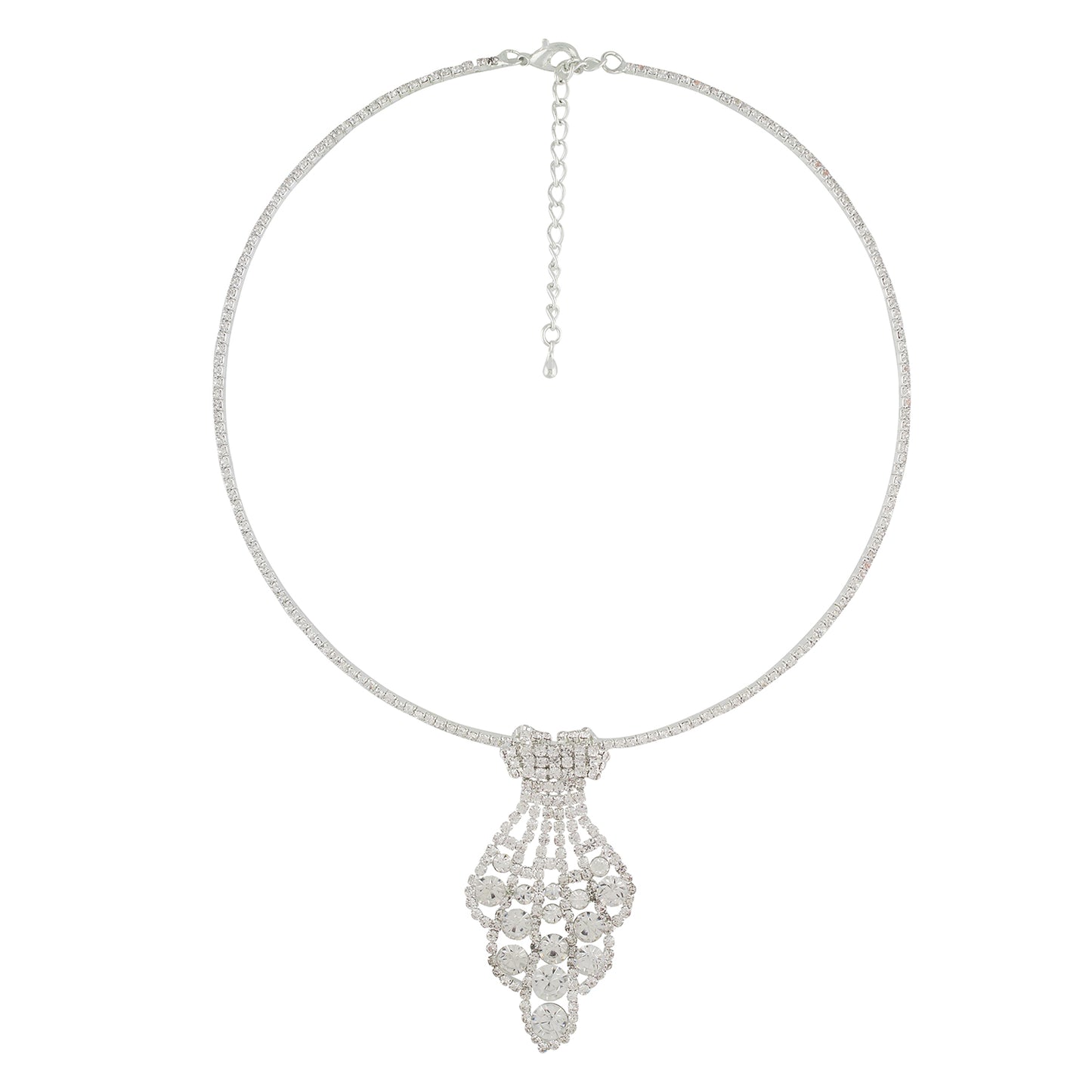 Silver Colour Formless Necklace and Earrings for Girls and Women