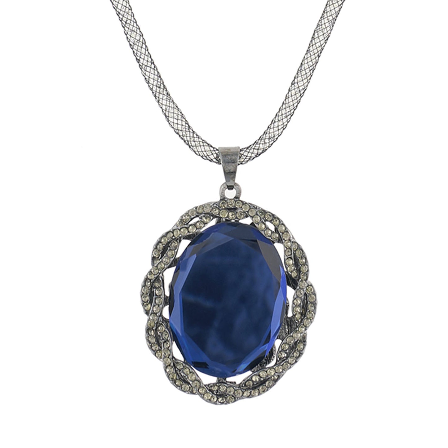 Grey and Blue Colour Drop Shaped Shape Alloy Pendant with Chain for Girls and Women