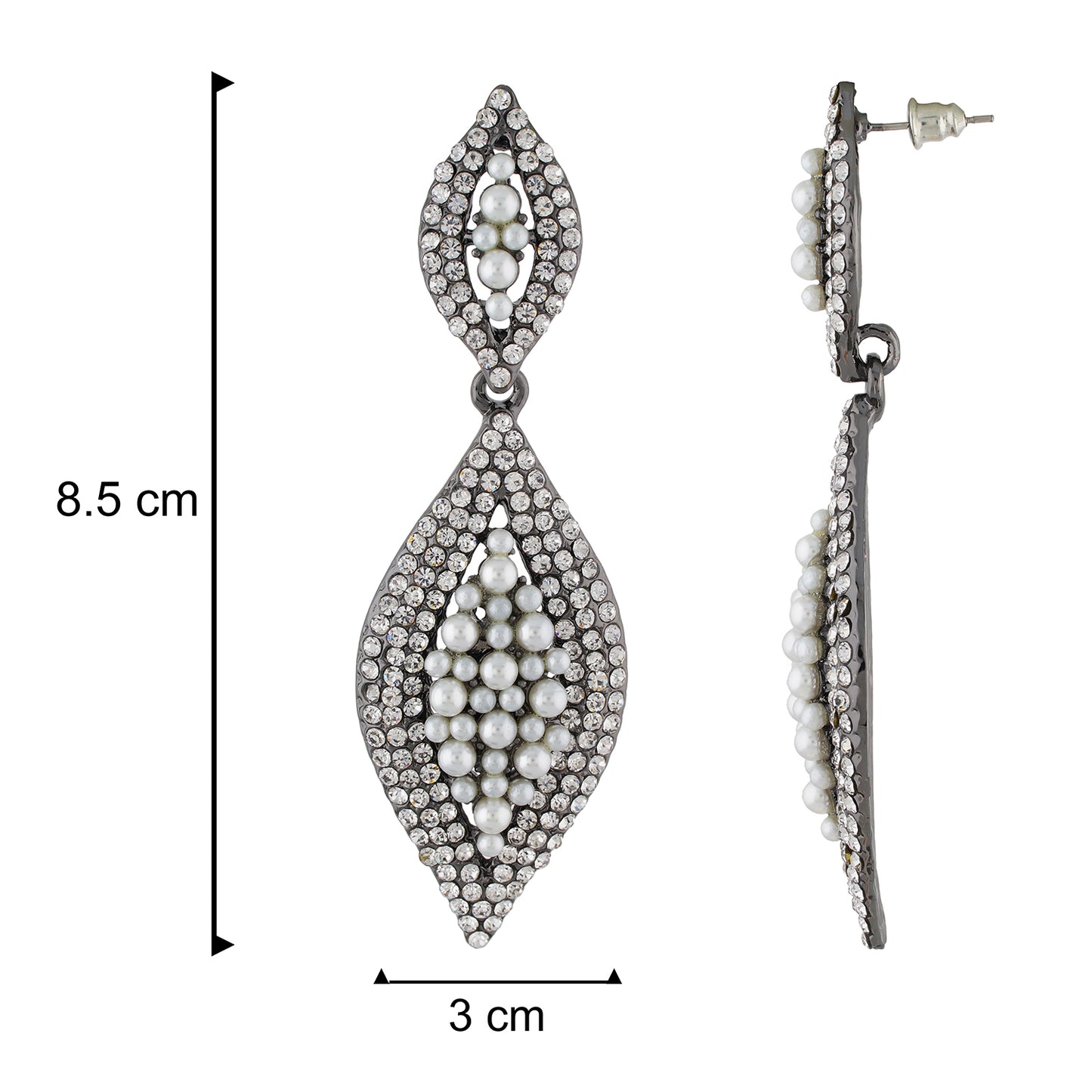 Ethnic Silver Colour Oval Design Pearl Earring for Girls and Women