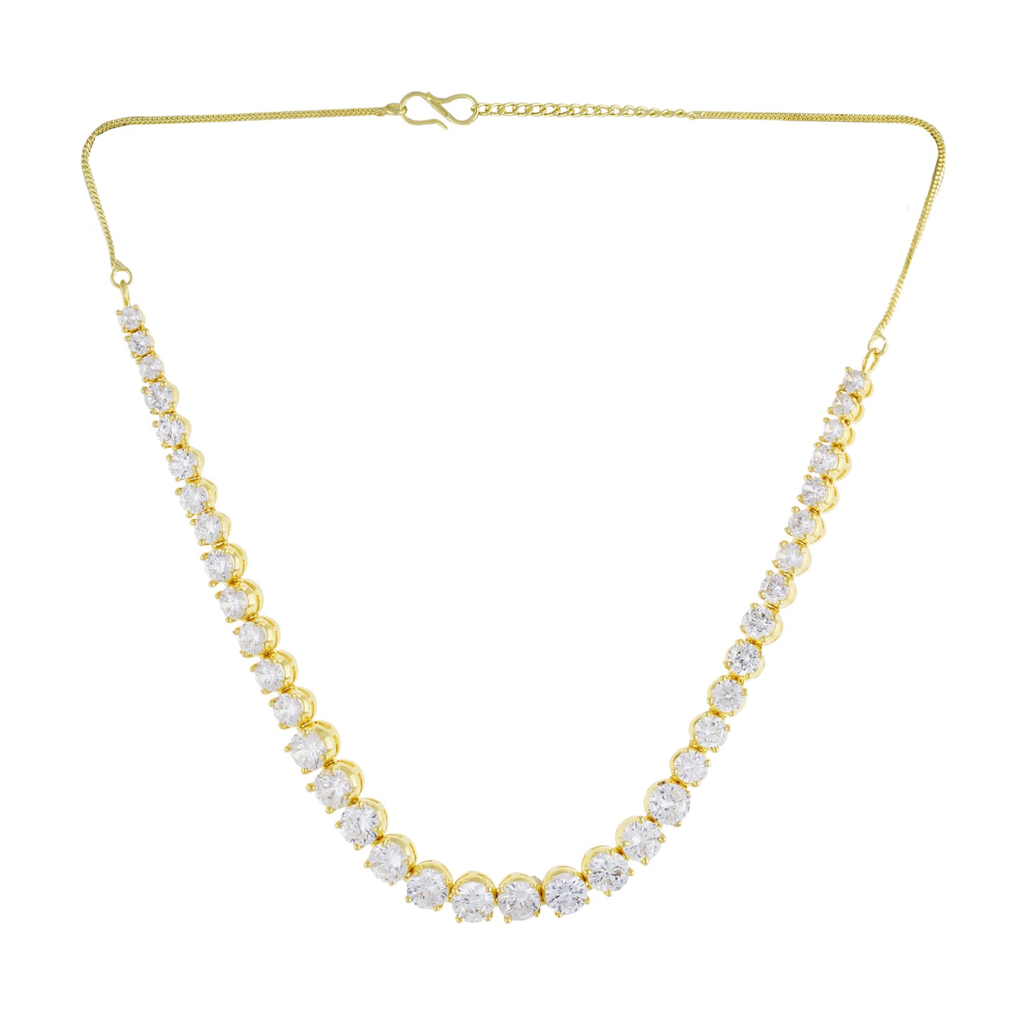 Designer Gold Plated CZ Copper Necklace Set for Ladies and Girls