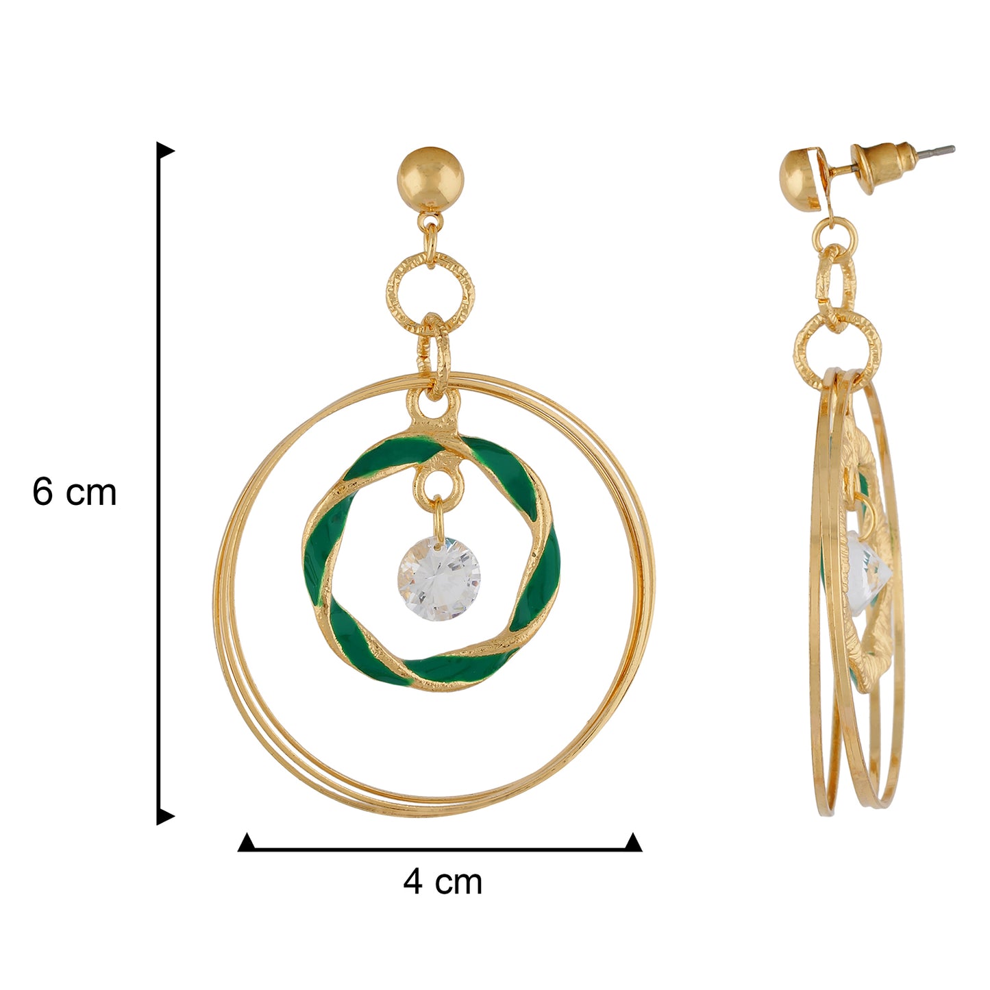 Remarkable Green and Gold Colour Rings Design Earring for Girls and Women