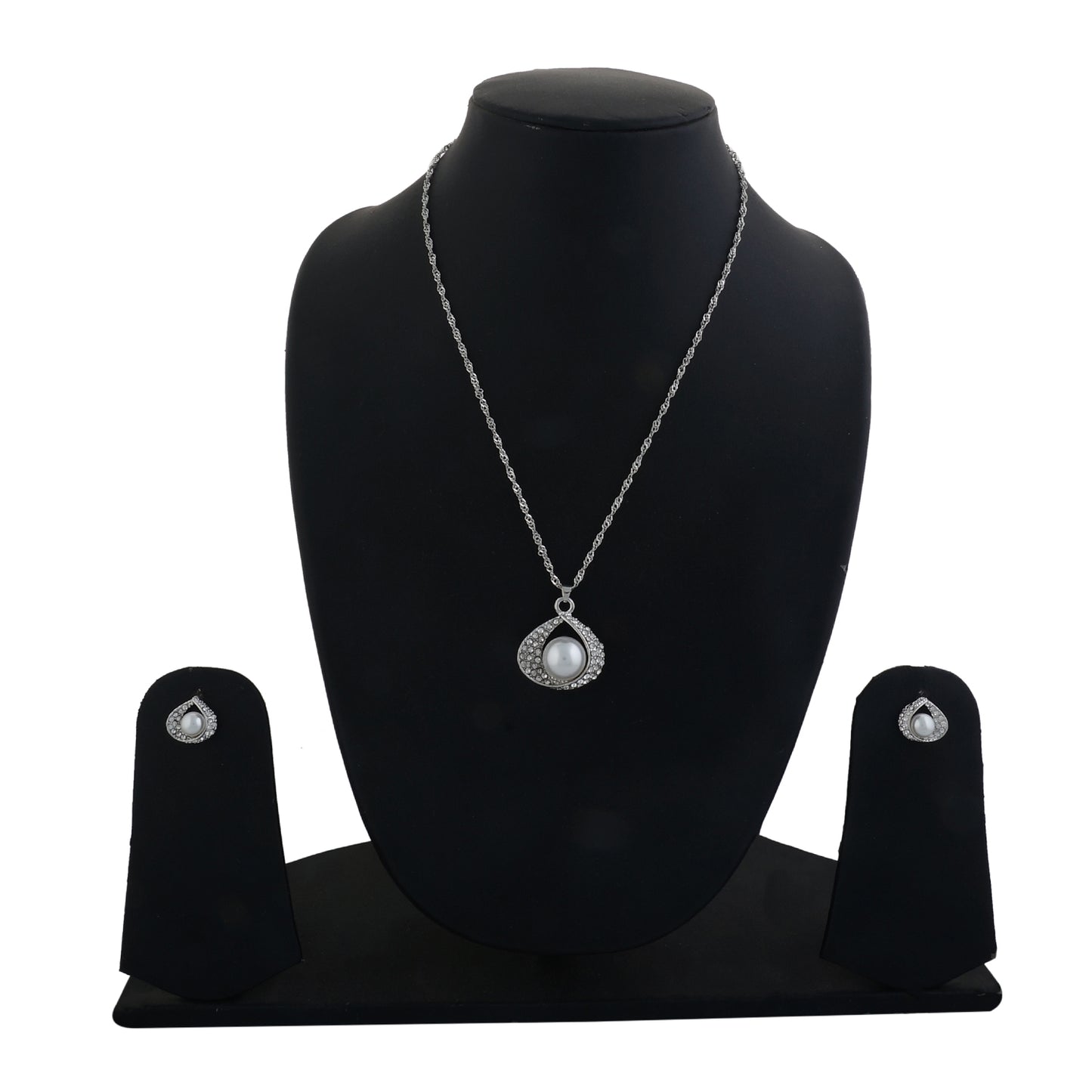 Silver Matinee  Pendant Set  With Hangings & Ring For Girls and Women