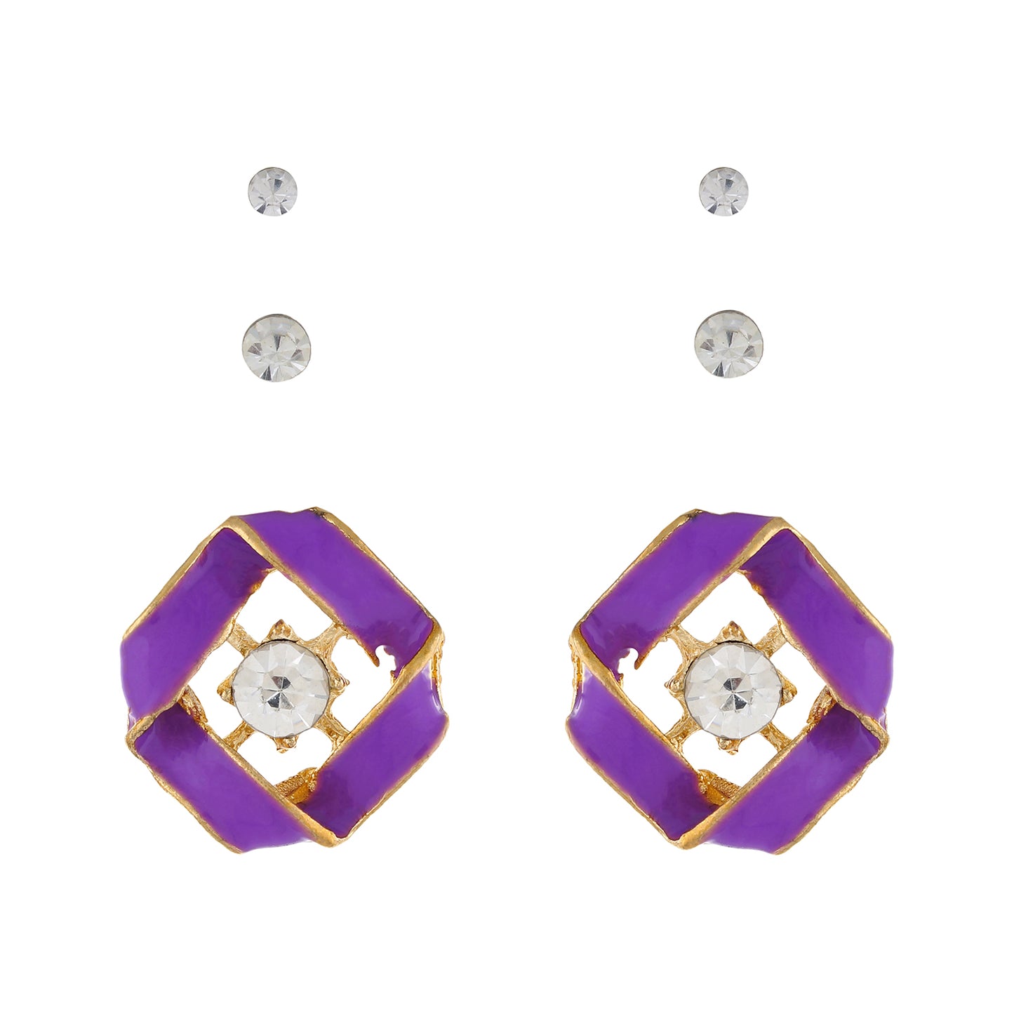 Purple colour Geometrical design Studs for girls and women