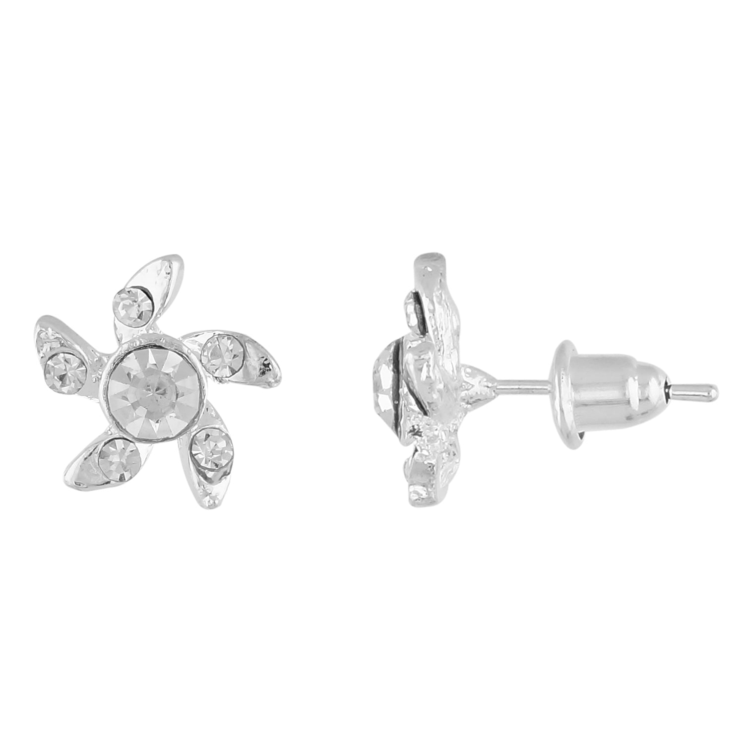 White Colour Floral Shape Ear  Studs for Girls and Womens