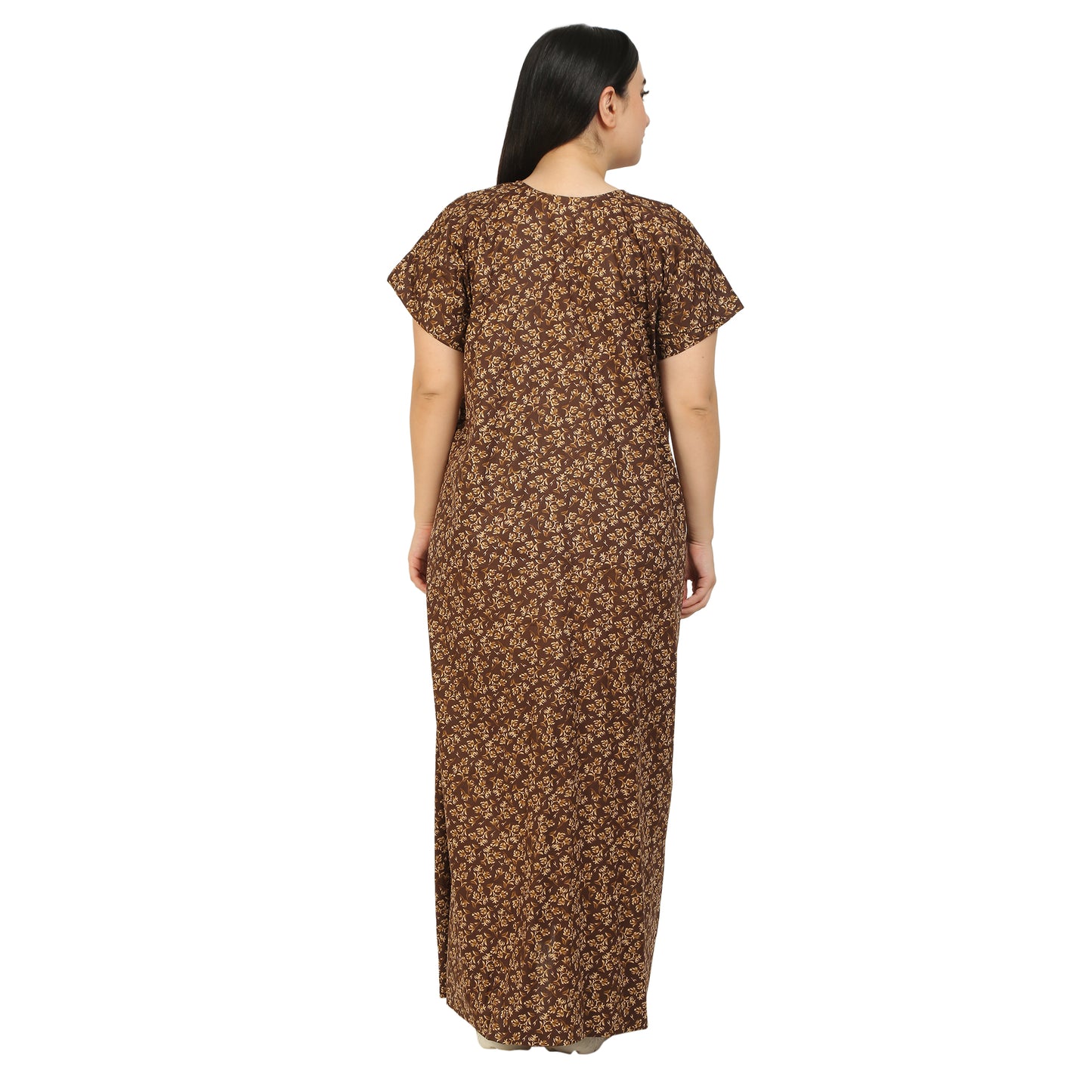 Printed Cotton Nighty For Women - Yellow