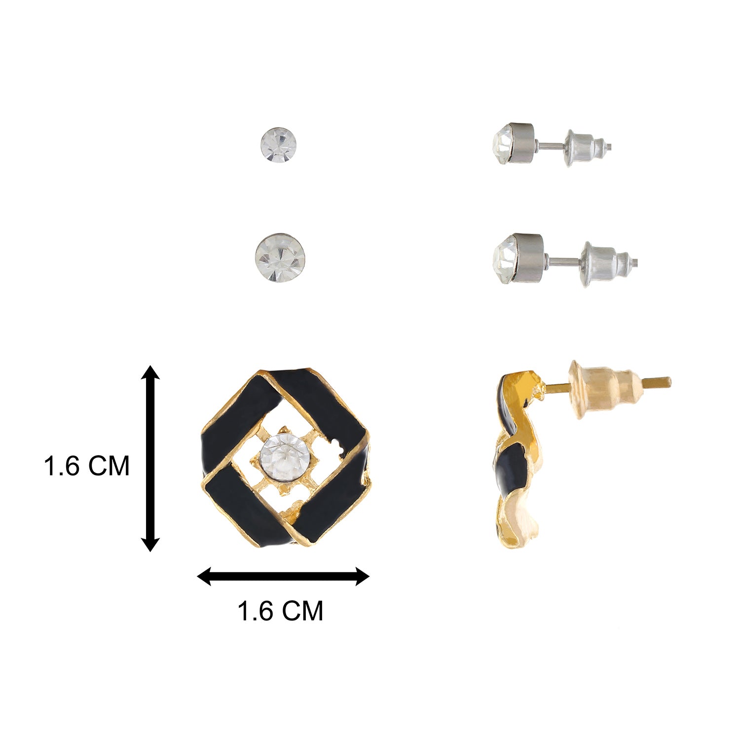 Black colour Geometrical design  Studs for girls and women