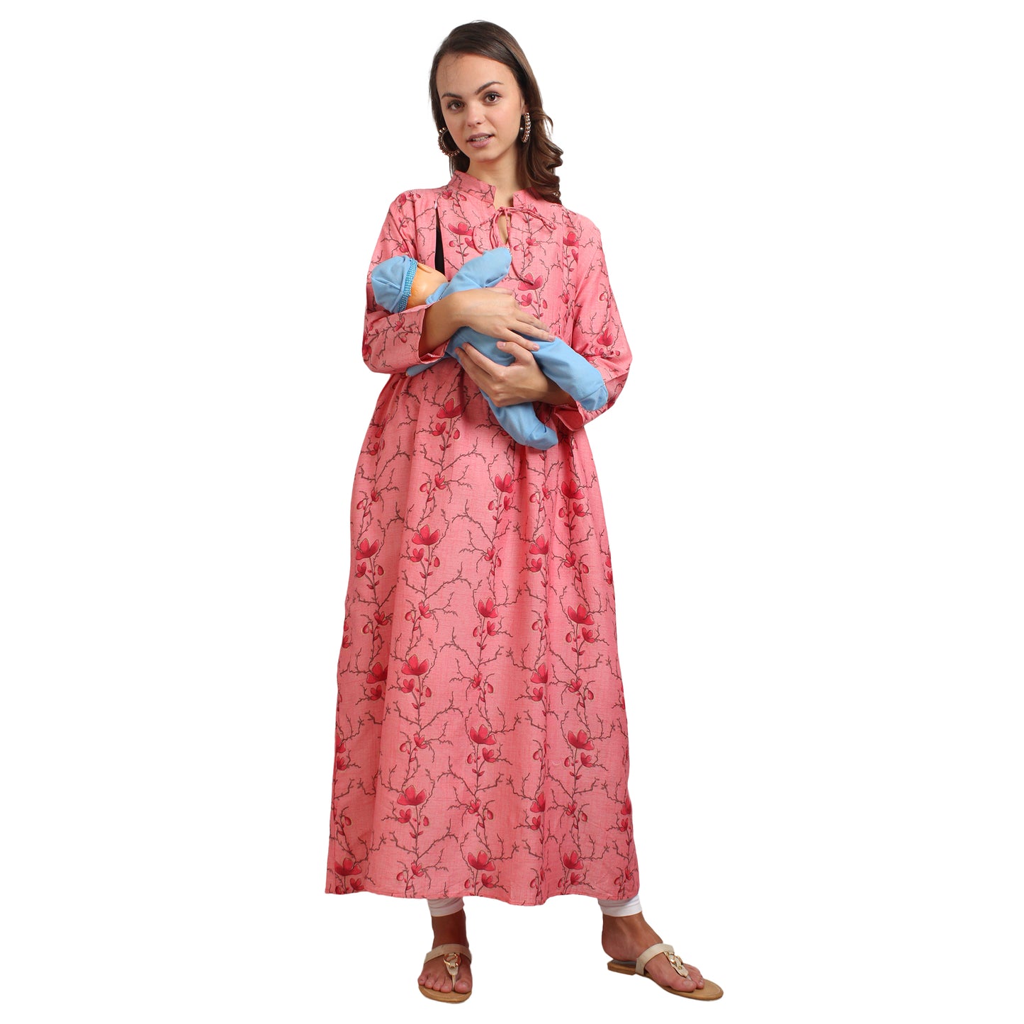 Printed Rayon Pregnancy Kurti For Women - Pink