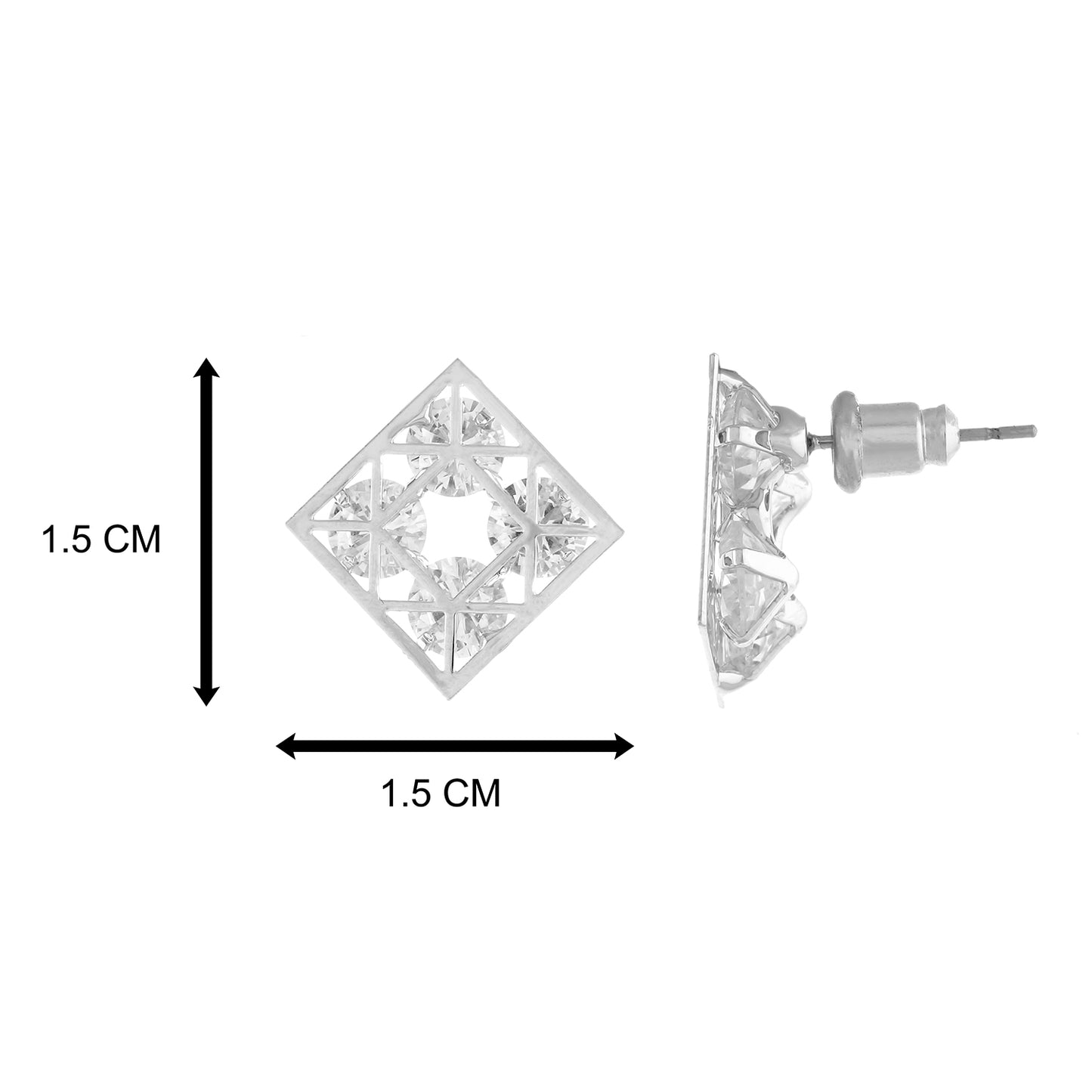 Silver colour Rhombus design Studs for girls and women