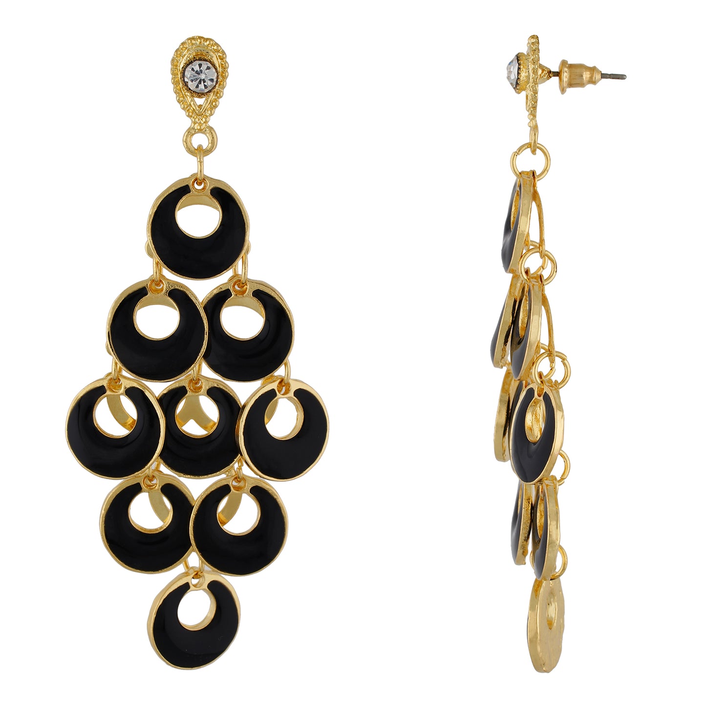 Dashing Black and Gold Colour Bunch of Circles Design Earring for Girls and Women
