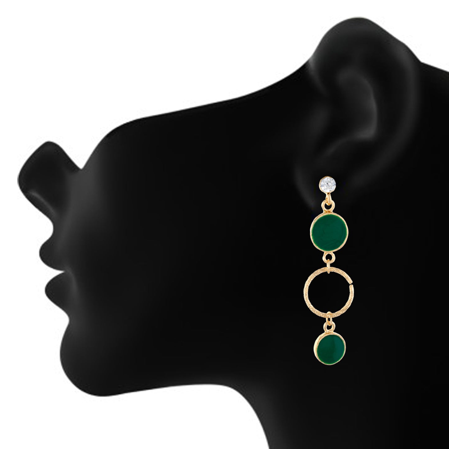 Green colour Round Design Hanging Earrings for Girls and Women