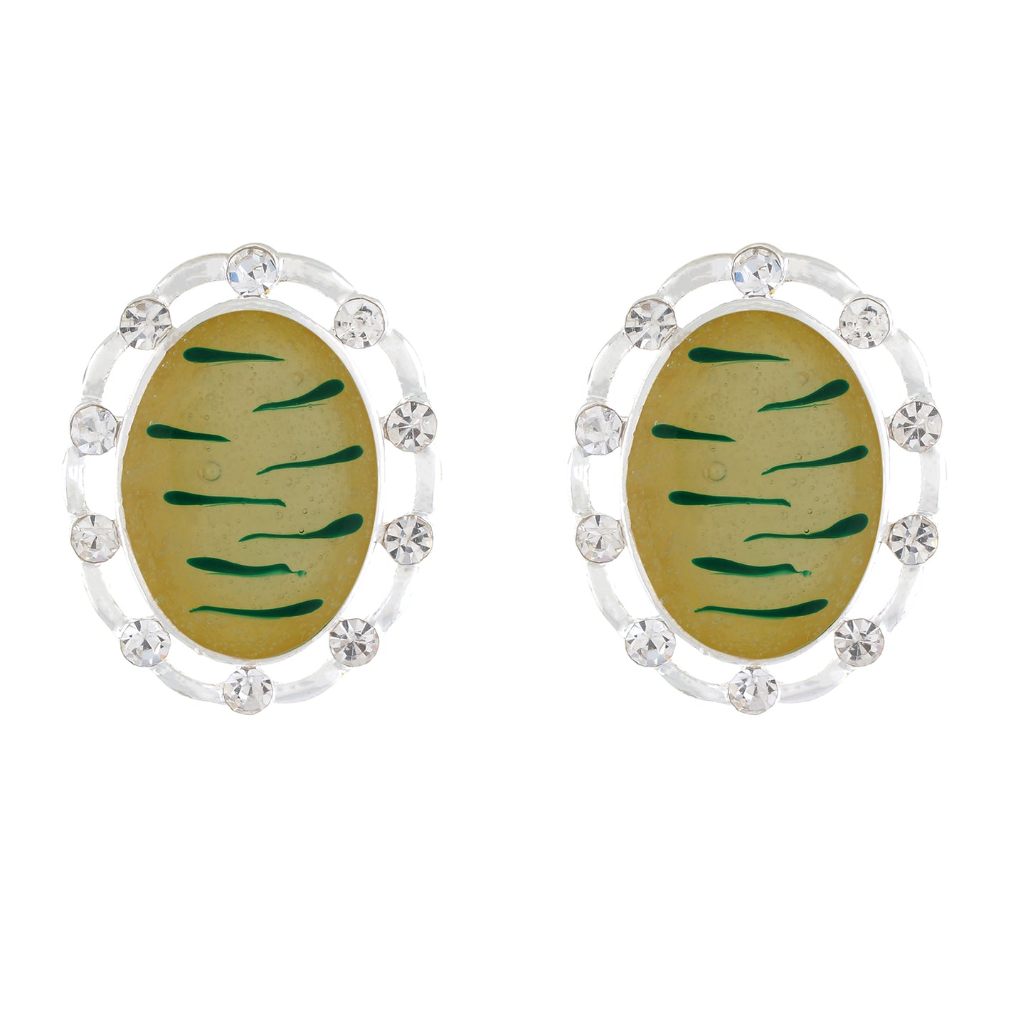 Cream colour Oval Design Stud Earrings for Girls and Women