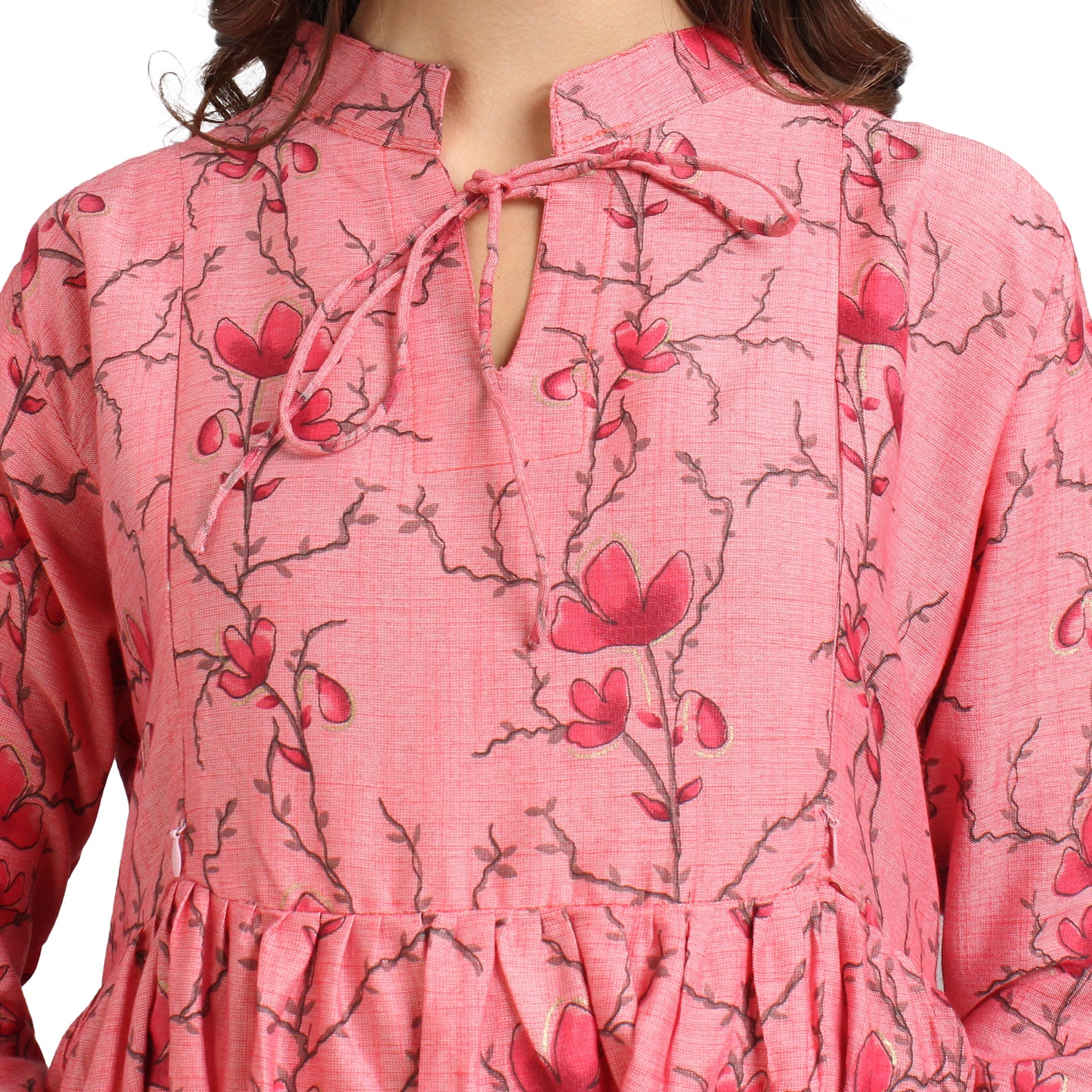 Printed Rayon Pregnancy Kurti For Women - Pink