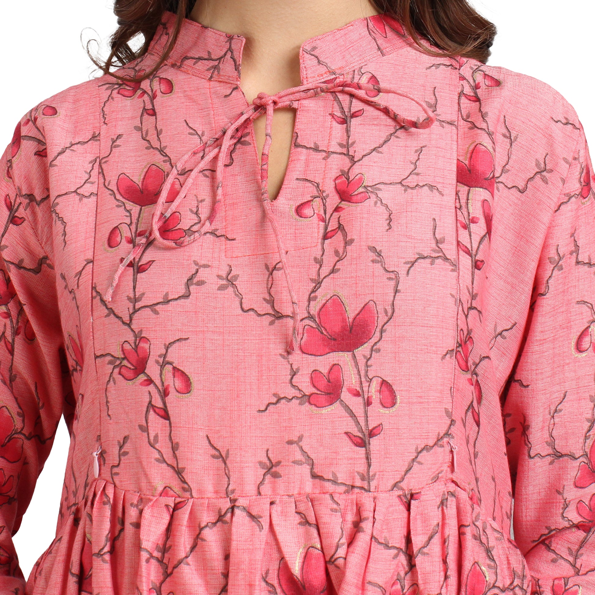 Printed Rayon Pregnancy Kurti For Women - Pink
