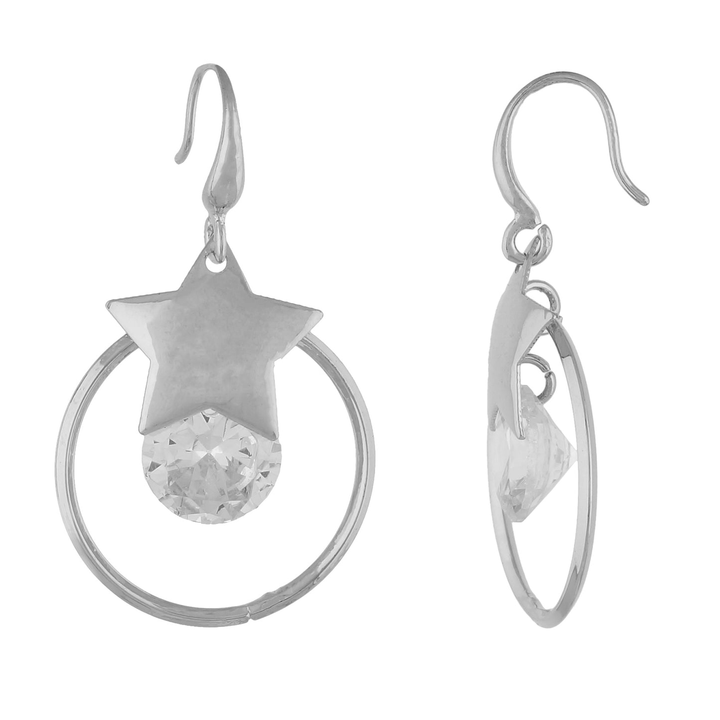 Trendy Silver Colour Star and Round Design Earring for Girls and Women