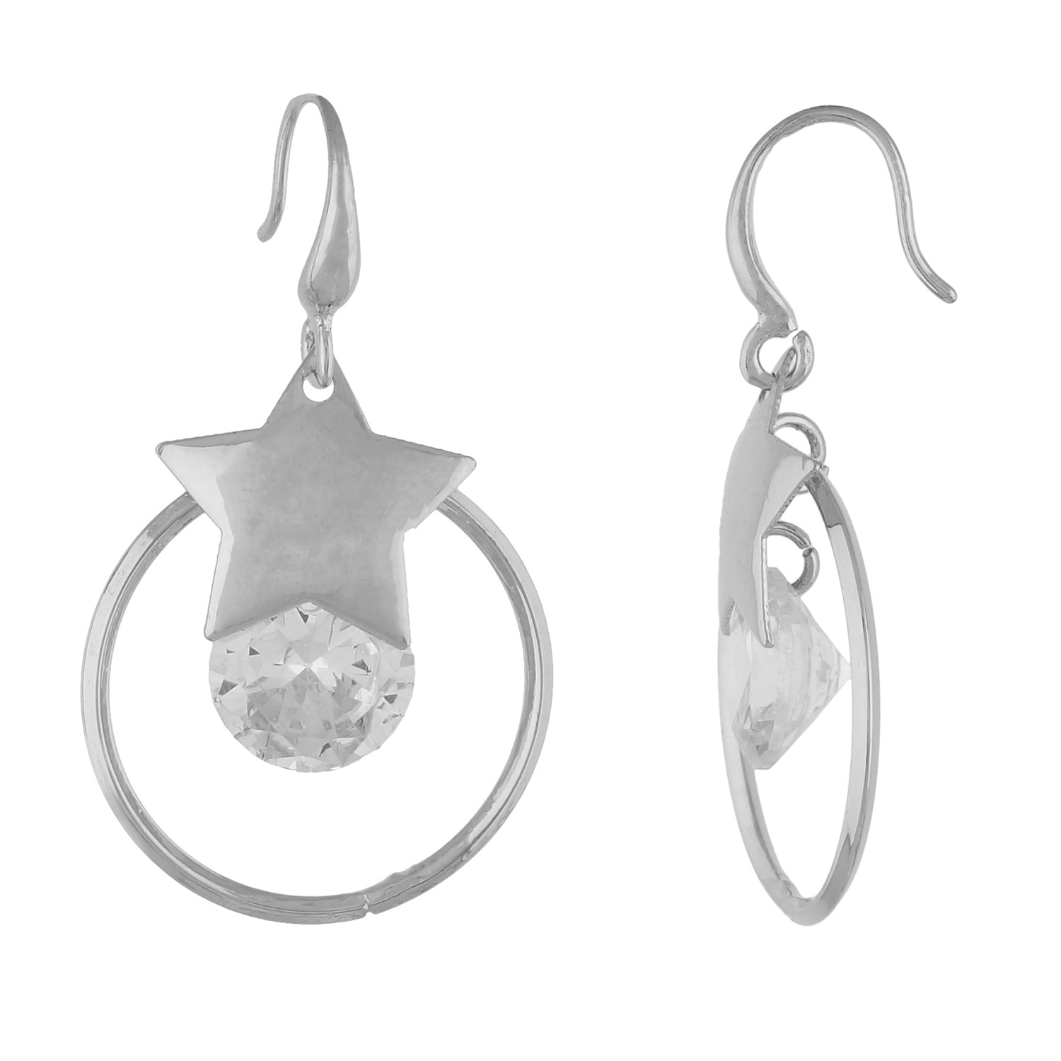 Trendy Silver Colour Star and Round Design Earring for Girls and Women