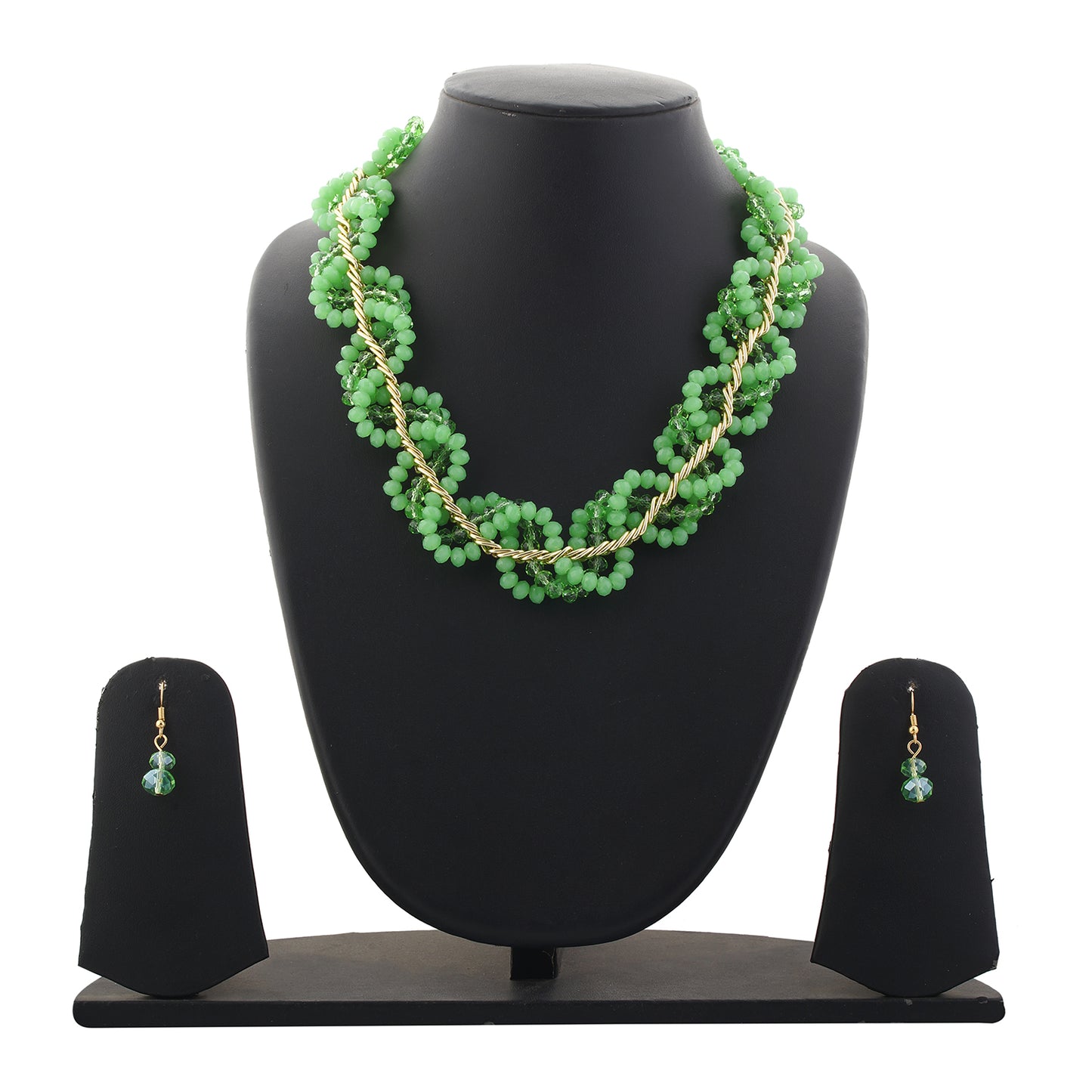 Green colour Beaded design Necklace Set for girls and women