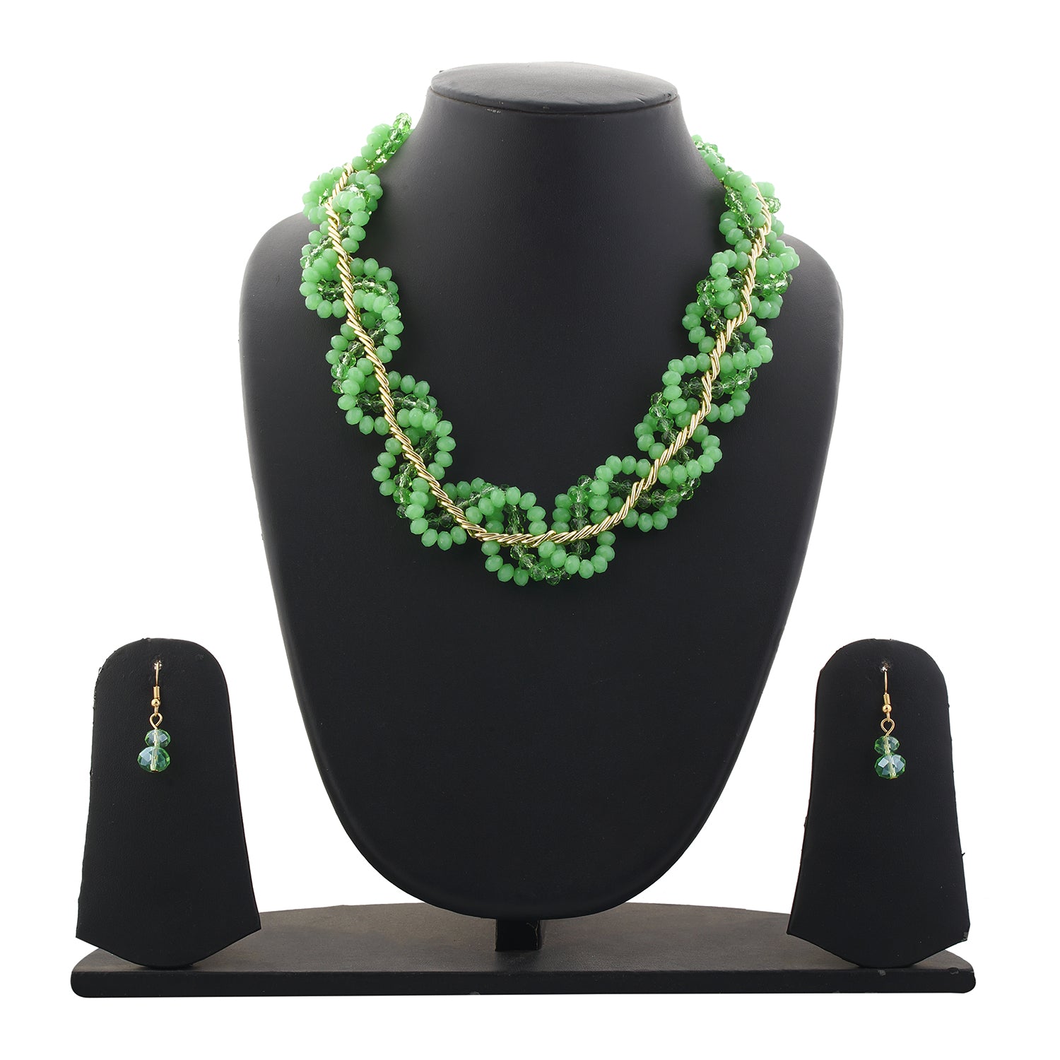 Green colour Beaded design Necklace Set for girls and women