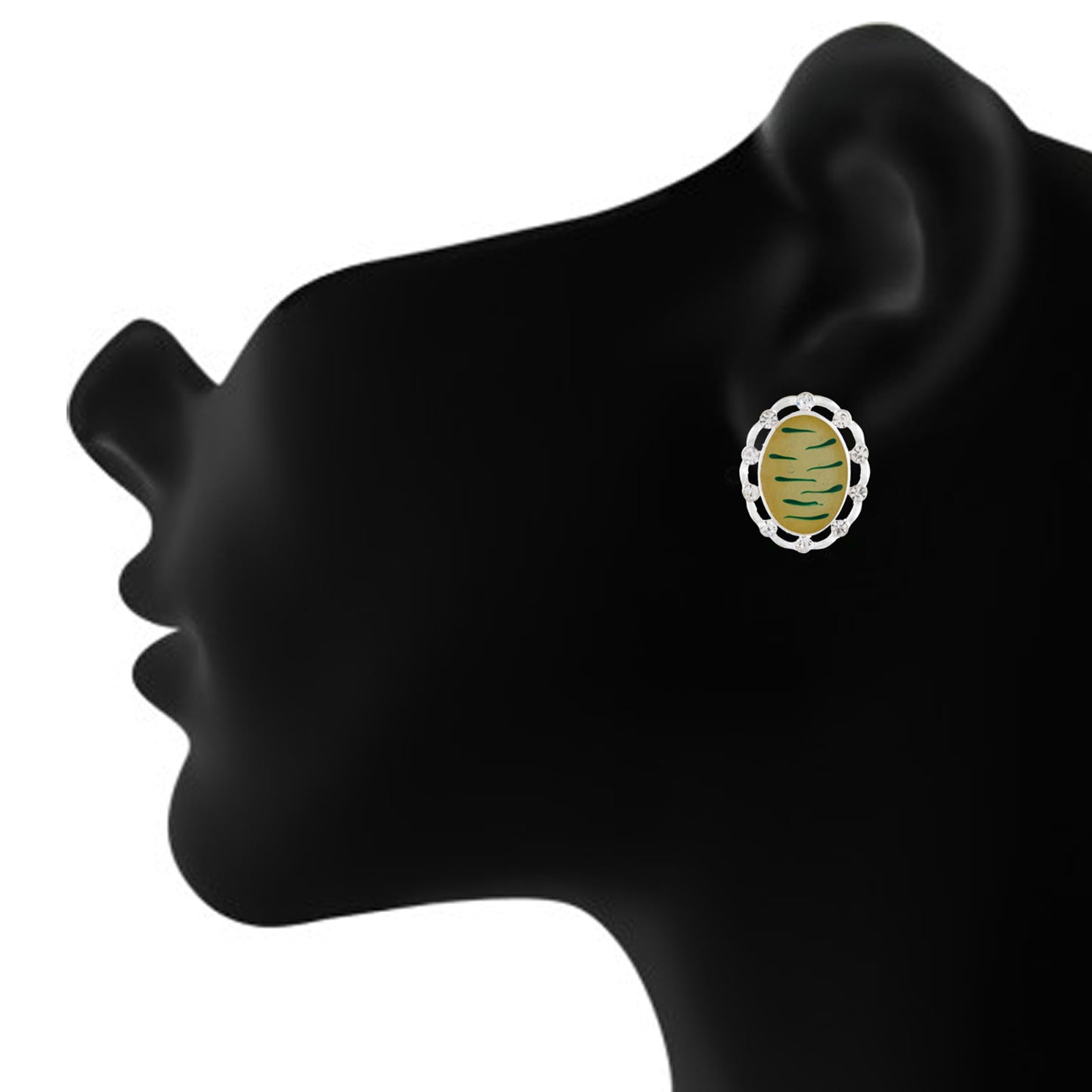 Cream colour Oval Design Stud Earrings for Girls and Women