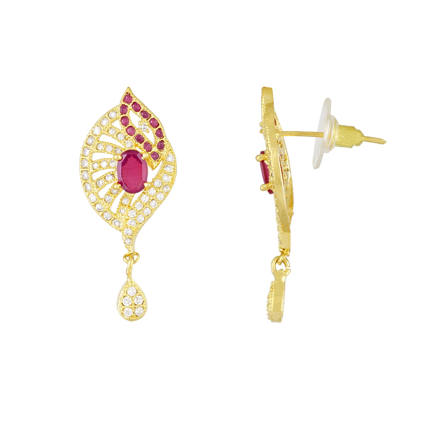 Traditional Gold Plated CZ Copper Pendant Set for Ladies and Girls