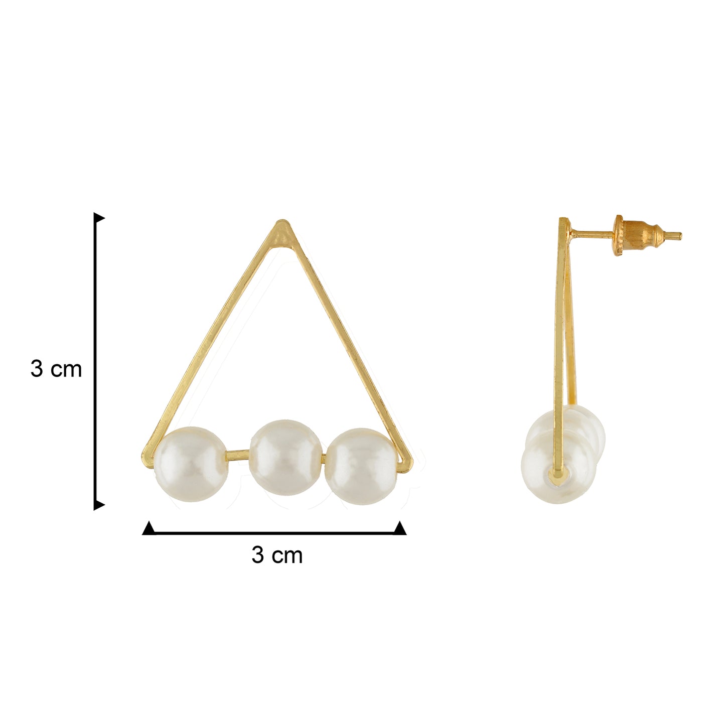 Stunning Gold Colour Triangular Design Pearl Earring for Girls and Women