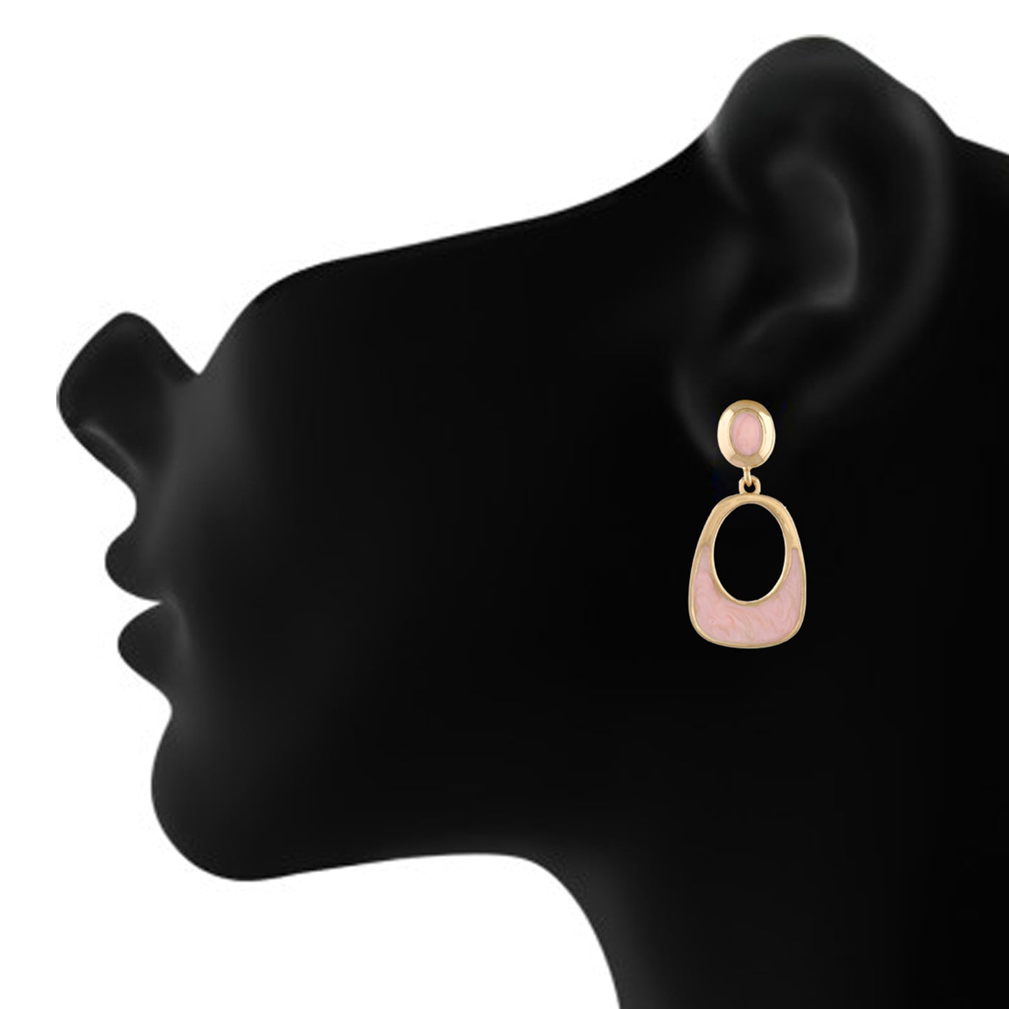 Gold and Pink colour Geometrical Design Hanging Earrings for Girls and Women