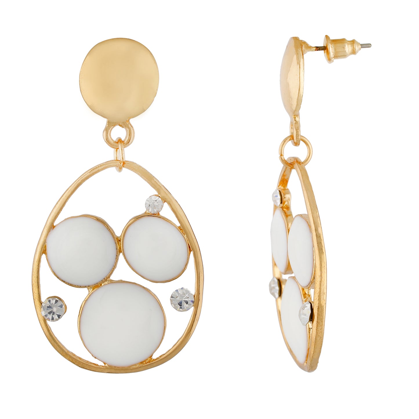 Stylish White and Gold Colour Drop Shape Earring for Girls and Women