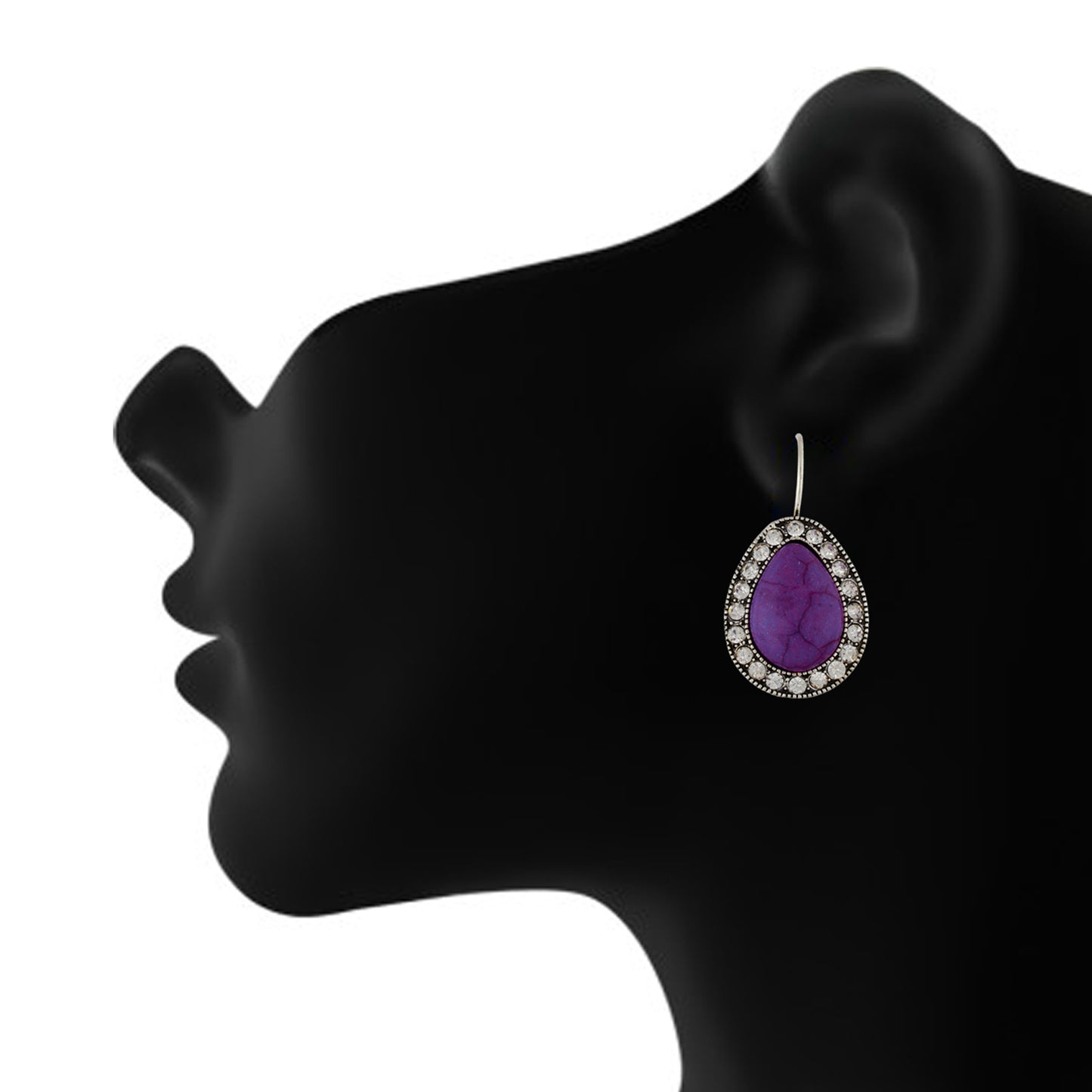 Spectacular Purple and Oxide Silver Colour Drop Shape Earring for Girls and Women