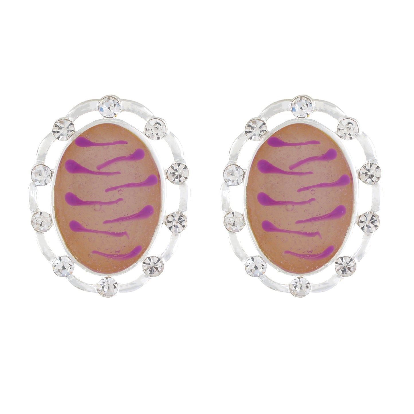 Pink colour Oval Design Stud Earrings for Girls and Women