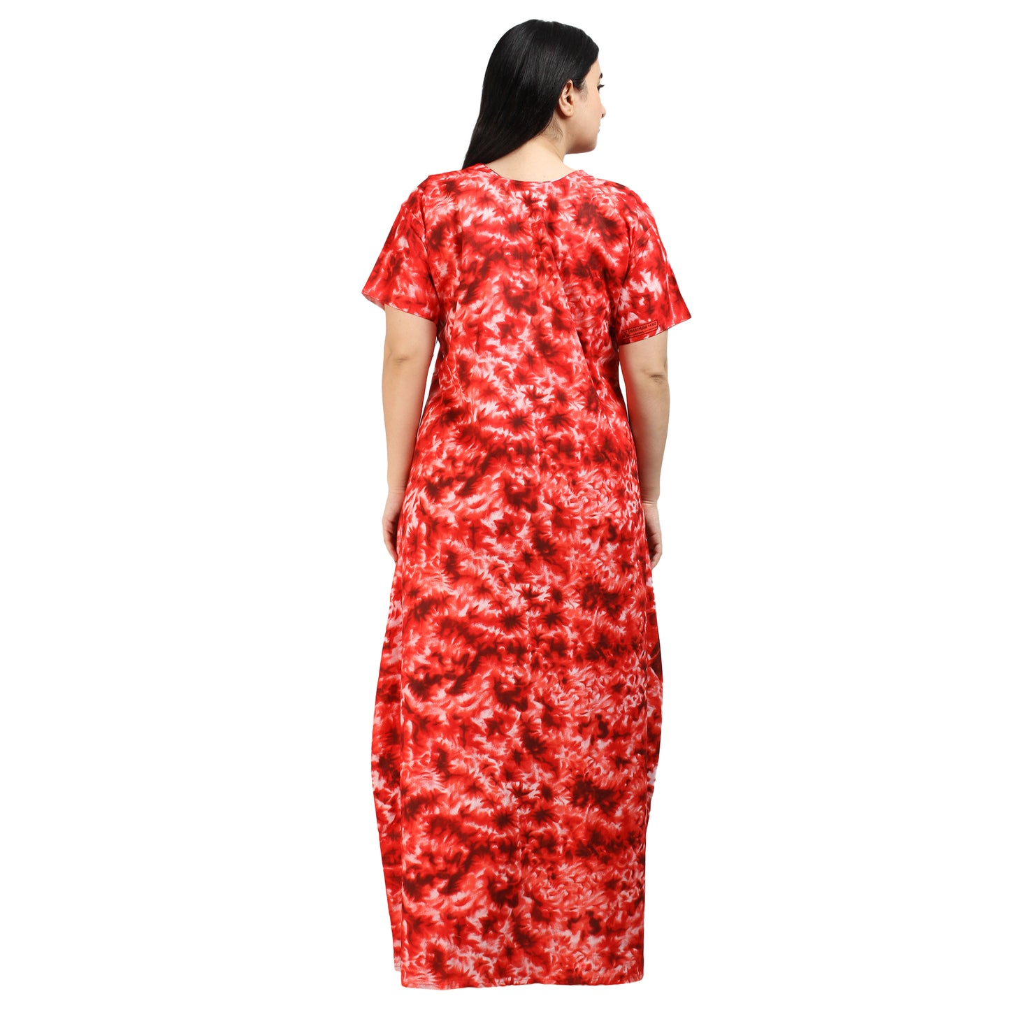 Printed Cotton Nighty For Women - Red