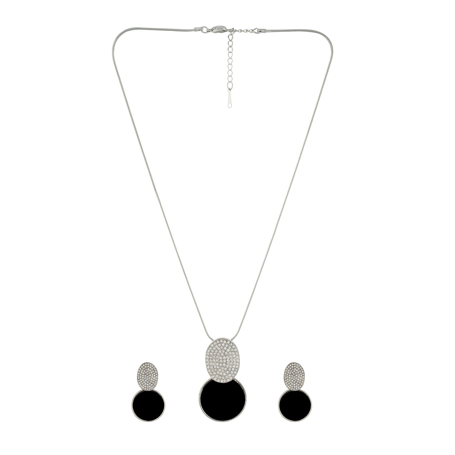 Black and Silver colour Round design Pendant Set for girls and women