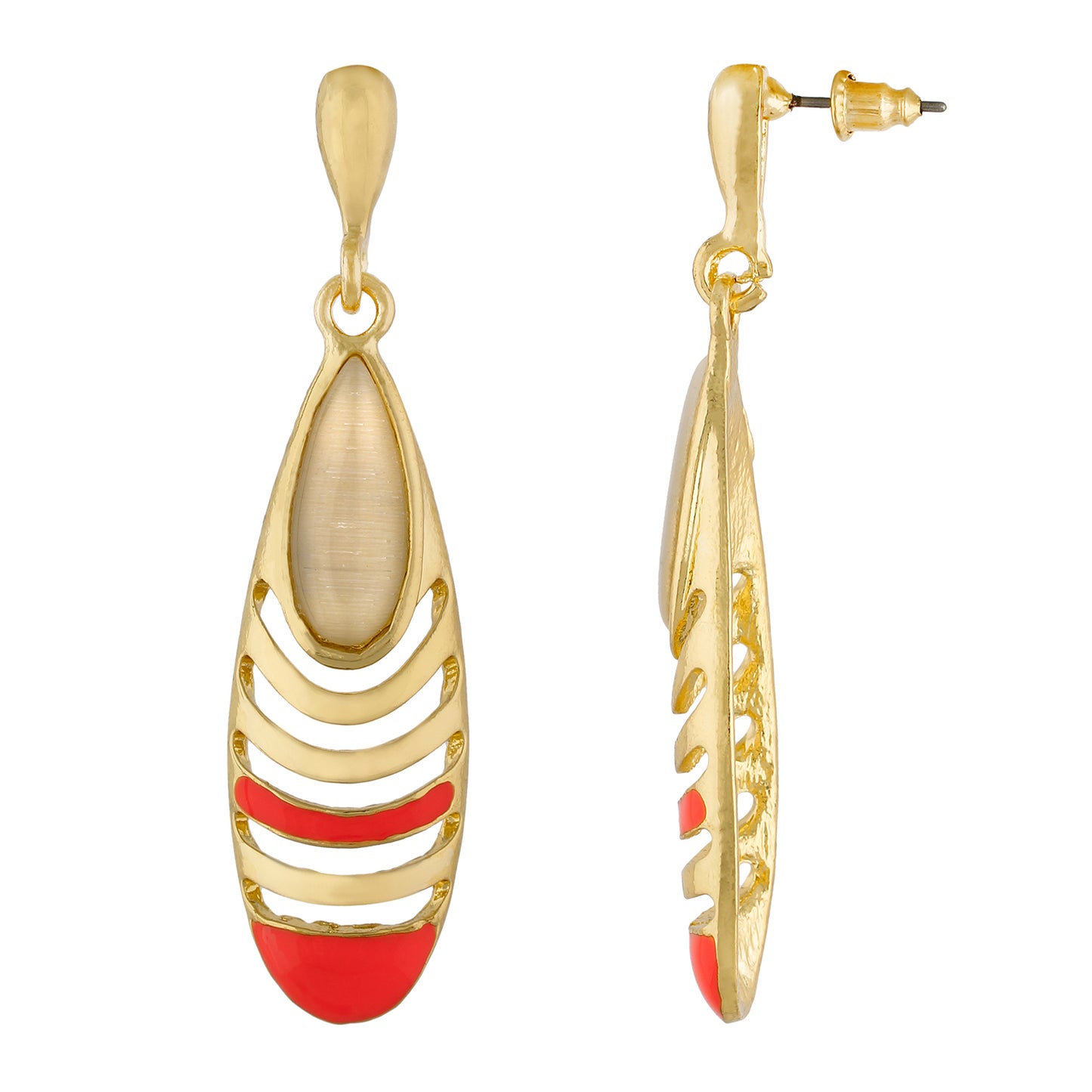 Trendy Pink and Gold Colour Drop Shape Earring for Girls and Women