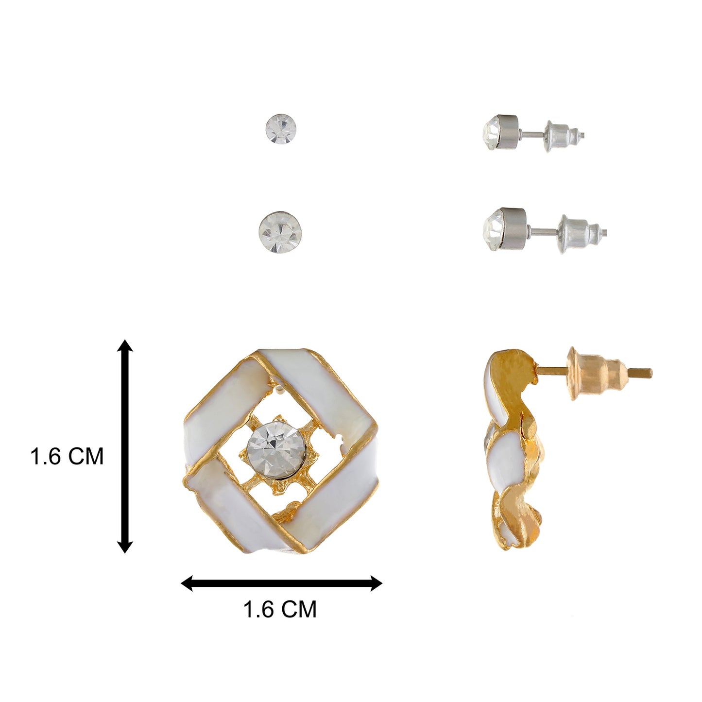 White colour Geometrical design  Studs for girls and women