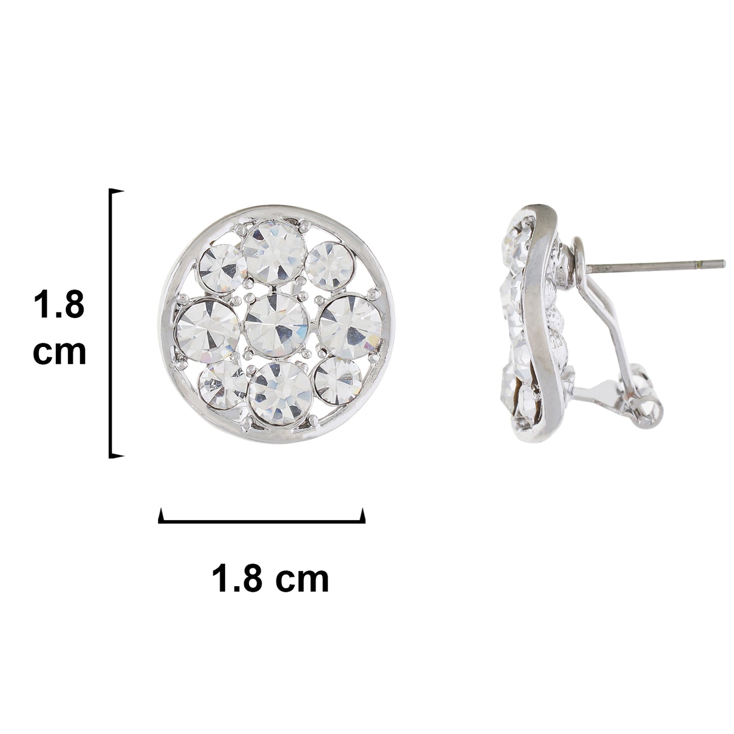 Silver colour Round Design Stud Earrings for Girls and Women