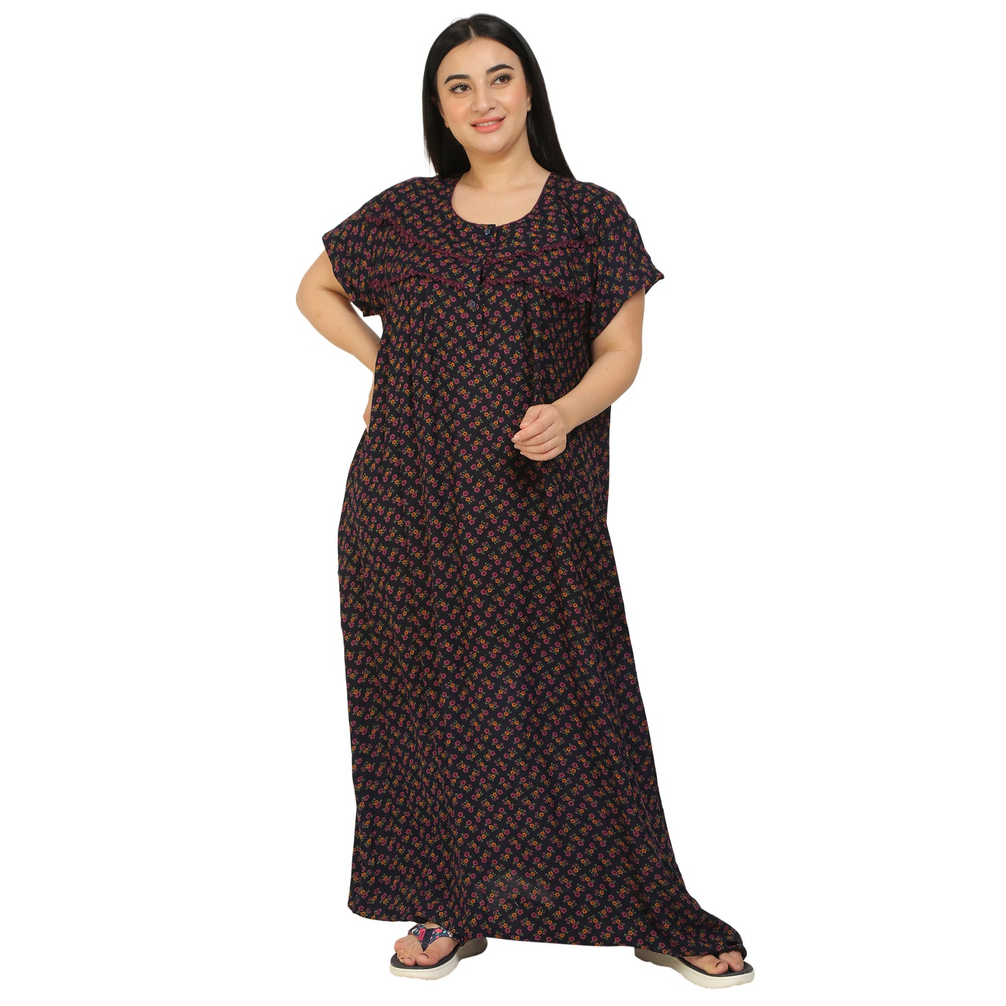 Printed Alpine Nighty For Women - Purple