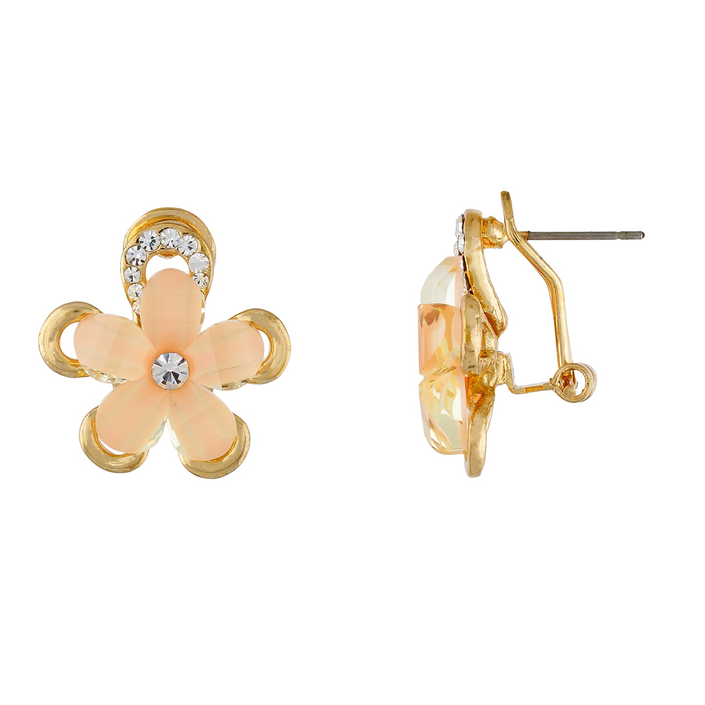 Fashionable Beige and Gold Colour Floral Design Earring for Girls and Women