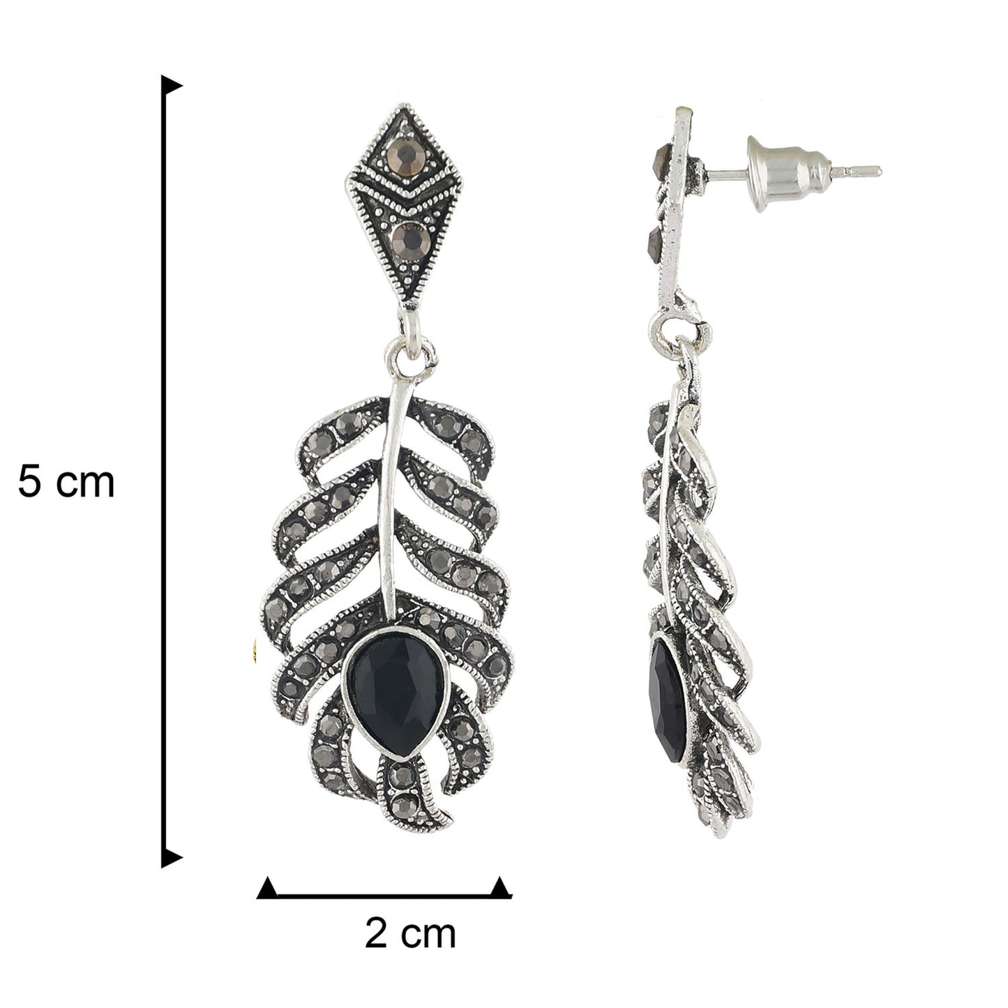 Spectacular Oxide Silver Colour Leaf Shape Earring for Girls and Women