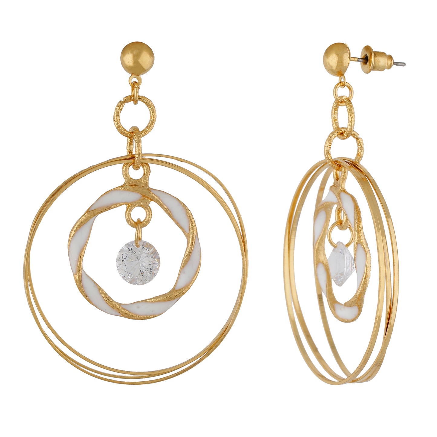 Remarkable White and Gold Colour Rings Design Earring for Girls and Women