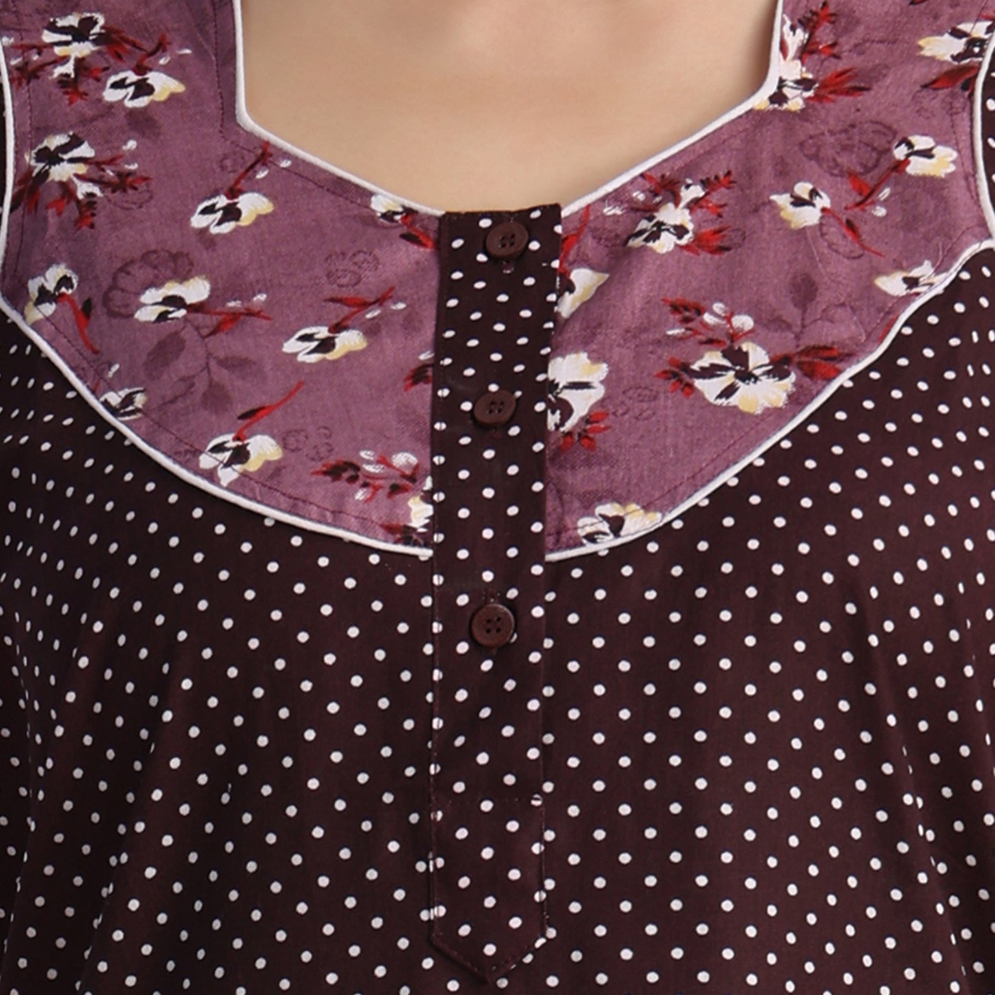 Printed Cotton Nighty For Women - Purple