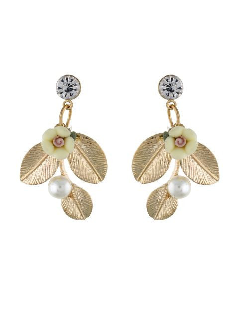 Gold colour Ceramic Flower shape Earring