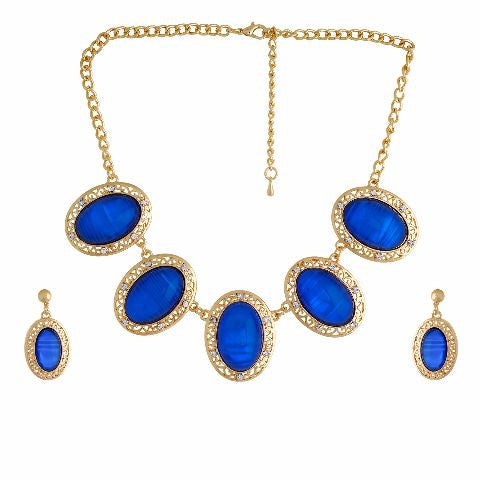 Blue colour Indo Western design Necklace Set