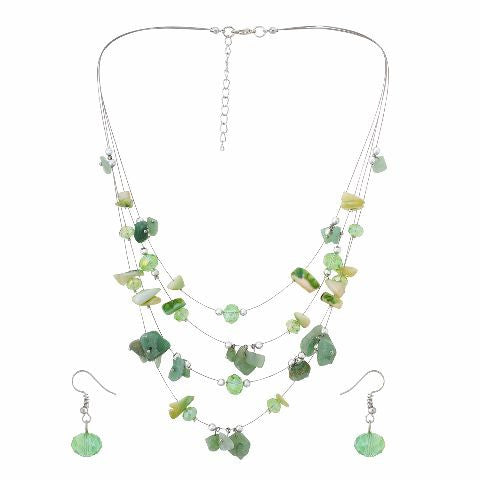 Green colour Western design Necklace Set