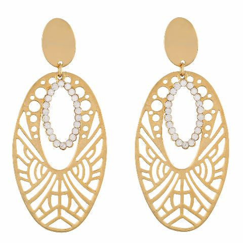 Gold colour oval shape Studded Earring