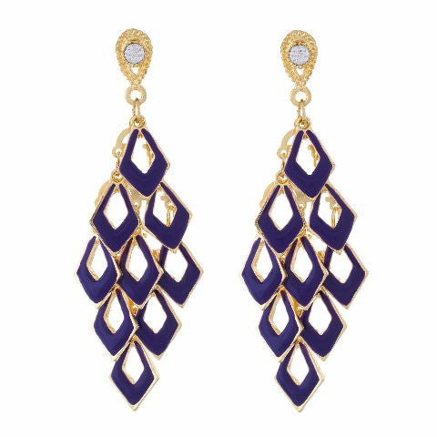 Purple colour Bunch of Grapes  shape Enamel Earring