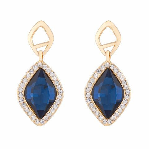 Gold colour diamond shape Stone Studded Earring