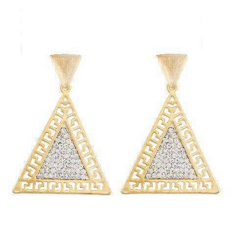 Gold colour Triangle shape Stone Studded Earring