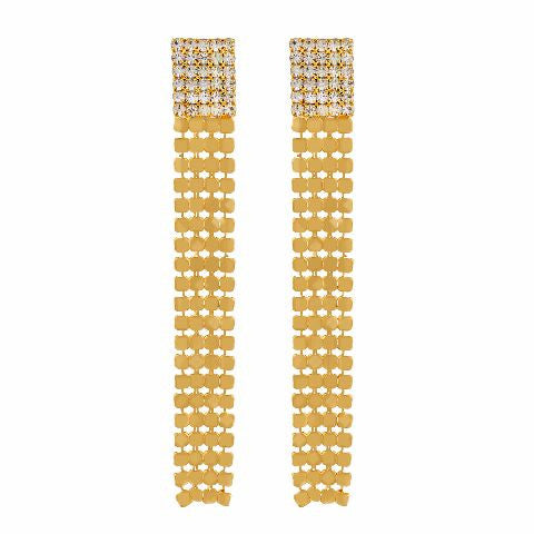 Gold colour rectangular shape Stone Studded Earring
