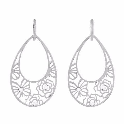 Silver colour Drop shape Stone Studded Earring
