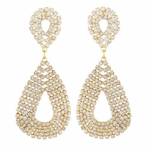Gold colour Drop shape Stone Studded Earring