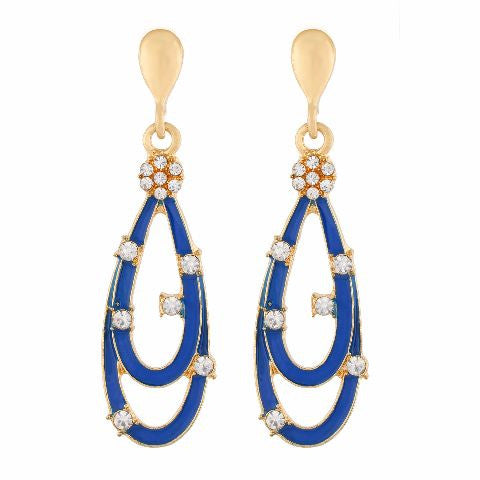 Blue colour drop shape Stone Studded Earring